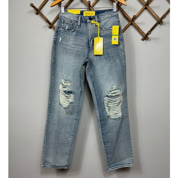 CIRCUS NY Embellished Relaxed Straight Leg Jeans in Lucky Charm Size 24 - Picture 2 of 11